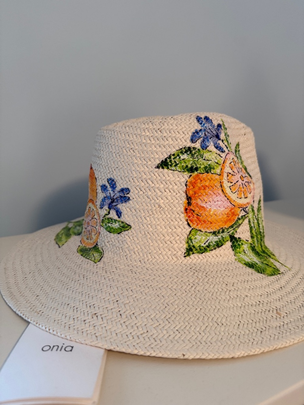 Onia Women's Cream Straw Hat with Floral Print